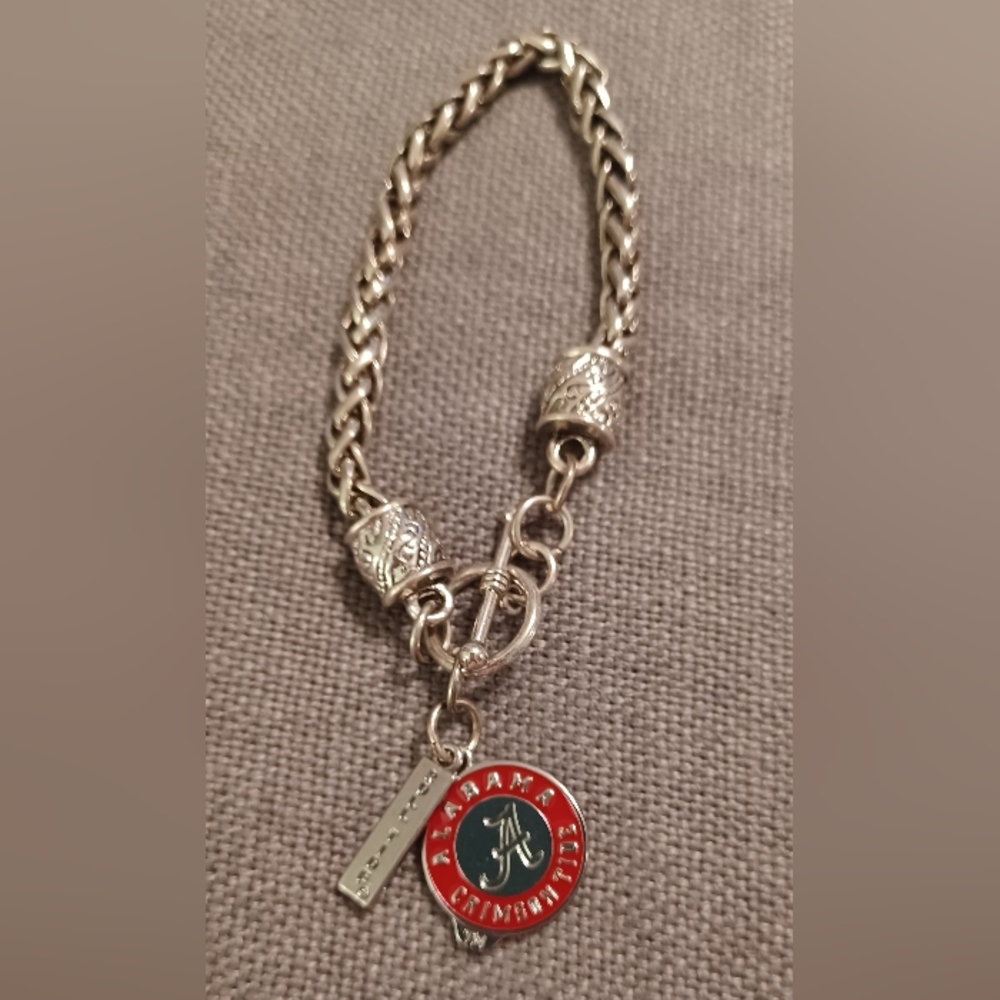 Alabama Crimson Tide Charm Bracelet Silver Tone Roll Tide Jewelry